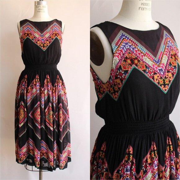 Tanvi Kedia Womens Dress, Size 6, Keyhole Back, Boho Folk Style Embroidery - Picture 1 of 12